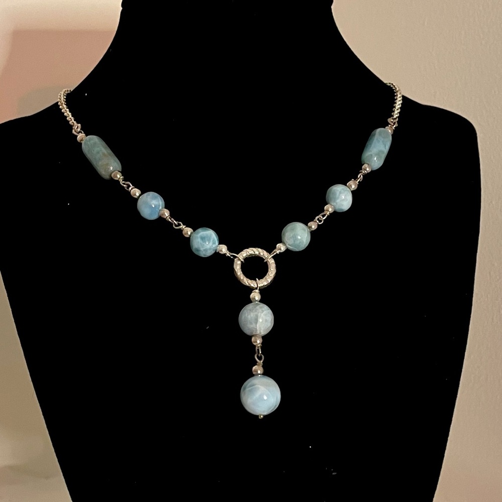 DOMINICAN LARIMAR HANDCRAFTED STONE NECKLACE